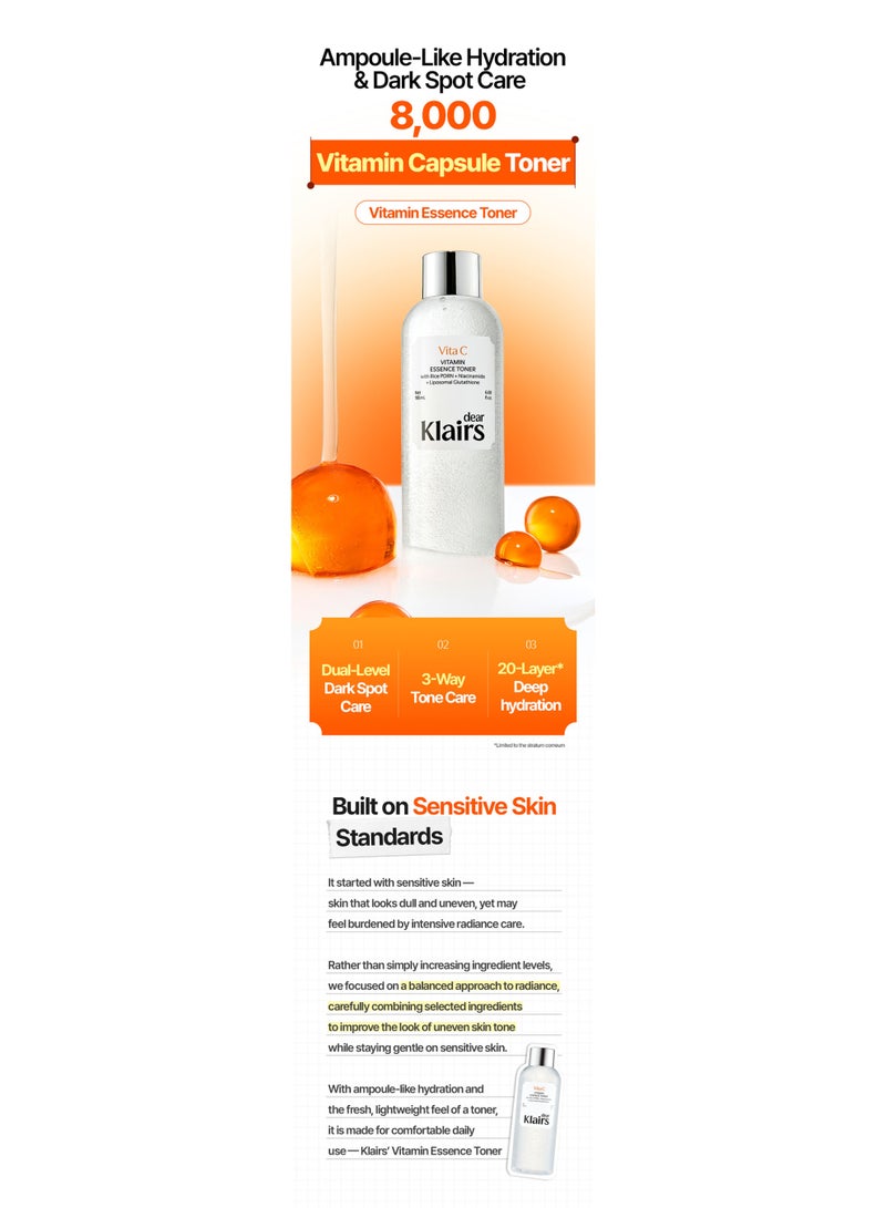 Klairs Freshly Juiced Vitamin Essence Toner (180ml) - Image 1