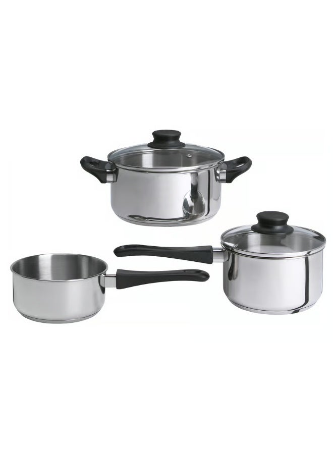 5-piece Cookware Set Glass Stainless Steel - Image 1