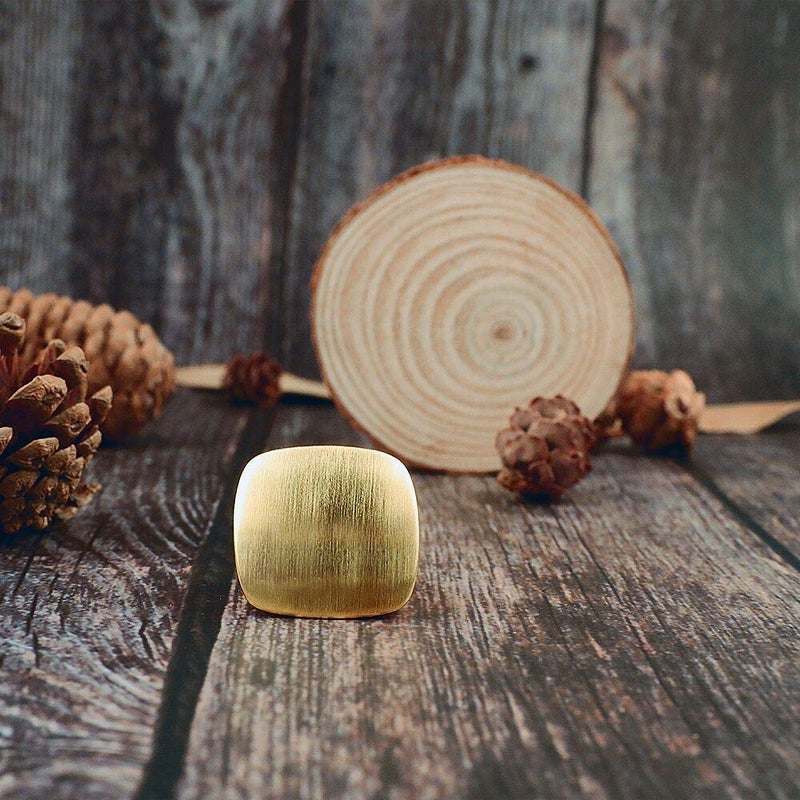 Aprilery Gold and Silver Rings for Women, Chunky Signet Statement Rings Gold Plated Band Ring Wide Metal Square Rings Cocktail Costume Jewelry - Image 5
