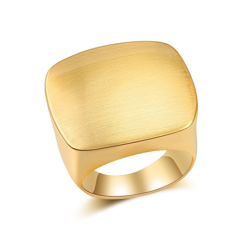 Aprilery Gold and Silver Rings for Women, Chunky Signet Statement Rings Gold Plated Band Ring Wide Metal Square Rings Cocktail Costume Jewelry - Image 1