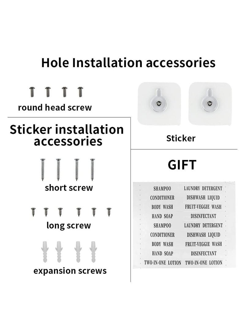 Captaintech Wall Mounted Liquid Soap Shampoo Dispensers, 3 Chamber 3x420 ml per Cup, Shower Dispenser Container No Drill Wall Mounted Shower Pump Dispenser and Organizer for Toilet Home Bathroom Kitchen (Black) - Image 5