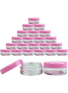 Beauticom (Quantity: 25 Pcs) 5G/5ML Round Clear Jars with Pink Lids for Lotion, Creams, Toners, Lip Balms, Makeup Samples