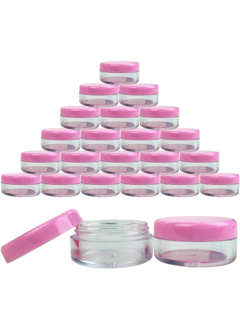 Beauticom Beauticom (Quantity: 25 Pcs) 5G/5ML Round Clear Jars with Pink Lids for Lotion, Creams, Toners, Lip Balms, Makeup Samples 