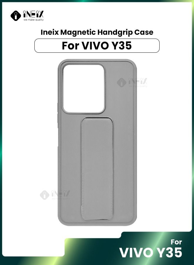 إينيكس جراب حماية 3 في 1 مغناطيسي ذو مسند للهاتف وسوار لأصابع اليد لهاتف فيفو‎ ‎ Y35-رمادي - Image 1