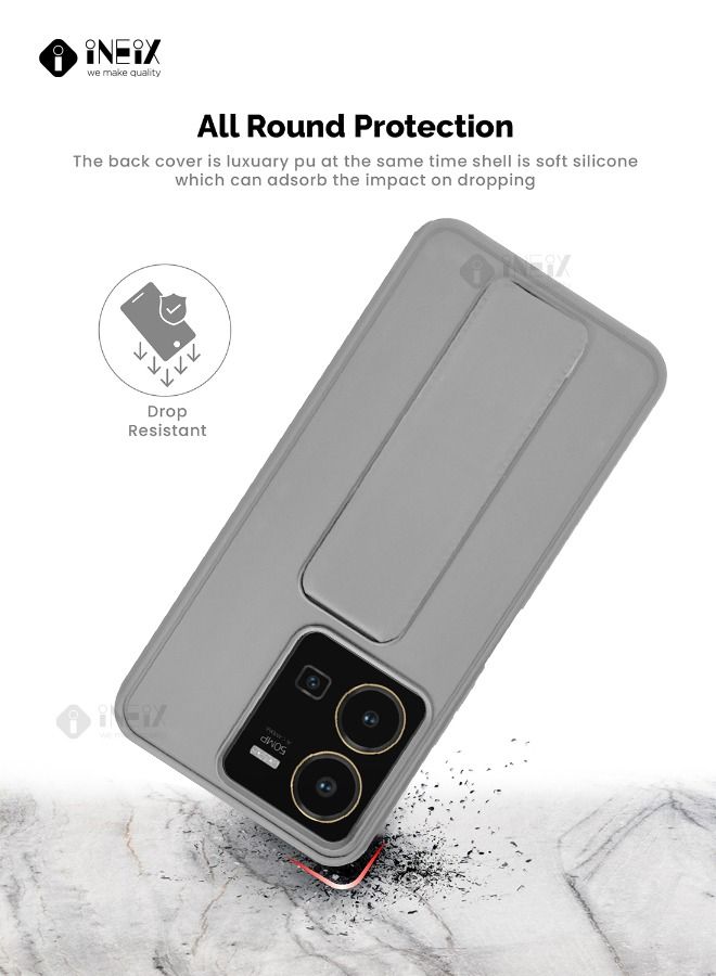 إينيكس جراب حماية 3 في 1 مغناطيسي ذو مسند للهاتف وسوار لأصابع اليد لهاتف فيفو‎ ‎ Y35-رمادي - Image 5