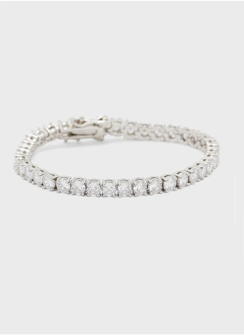 Fashionbox Gigi Tennis Bracelet White Silver 4Mm