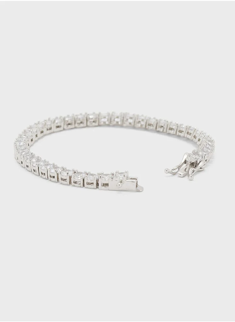 Fashionbox Gigi Tennis Bracelet White Silver 4Mm