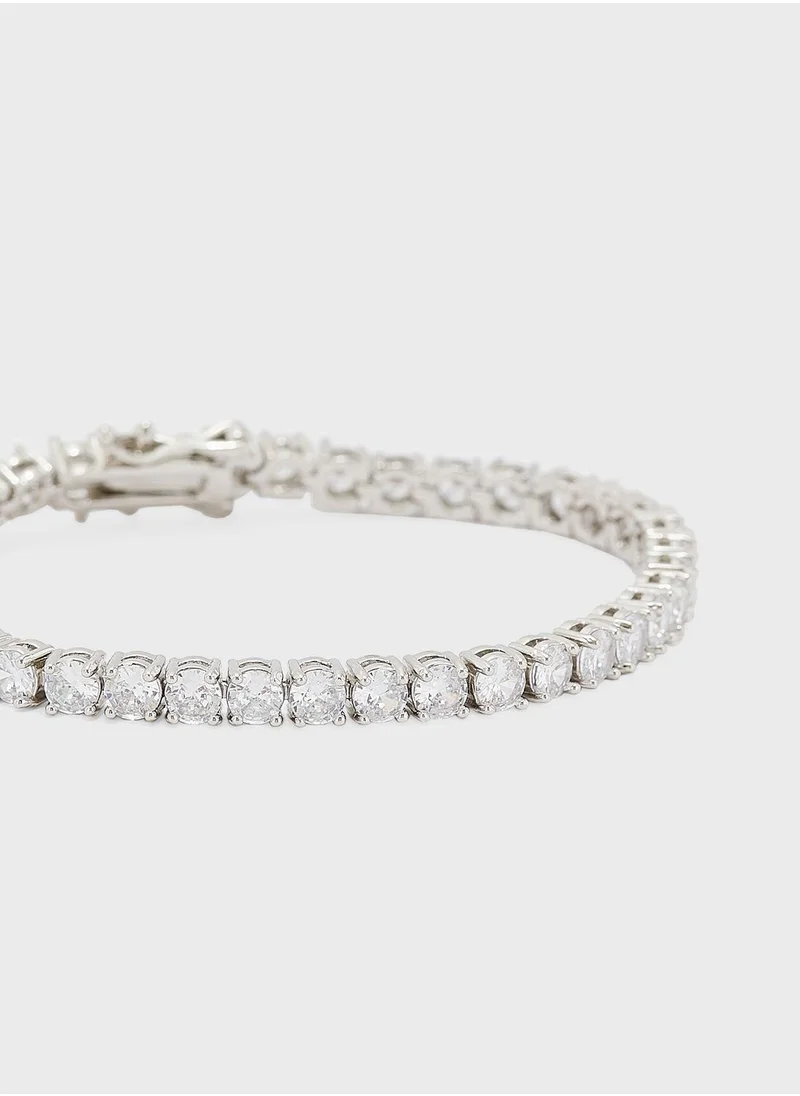 Fashionbox Gigi Tennis Bracelet White Silver 4Mm