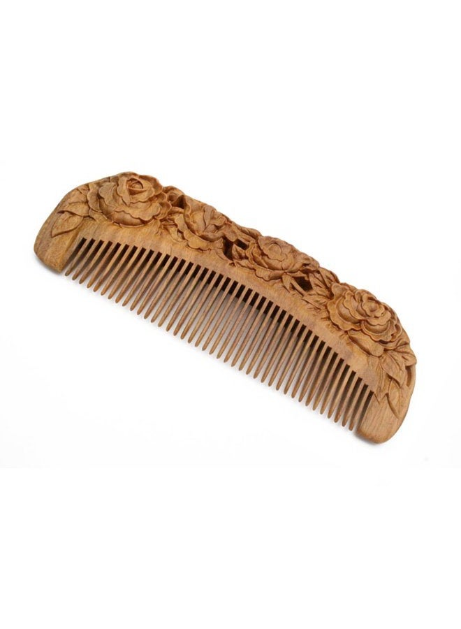 YOY Handmade Carved Natural Sandalwood Hair Comb - Anti-static No Snag Brush for Men's Mustache Beard Care Anti Dandruff Women Girls Head Hair Accessory (HC1006) - Image 4