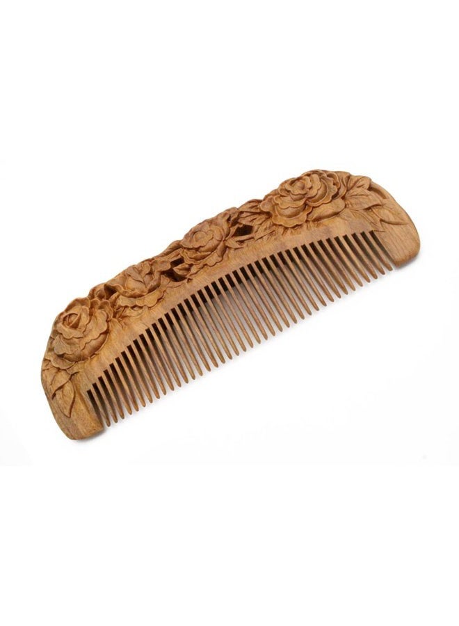 YOY Handmade Carved Natural Sandalwood Hair Comb - Anti-static No Snag Brush for Men's Mustache Beard Care Anti Dandruff Women Girls Head Hair Accessory (HC1006) - Image 3