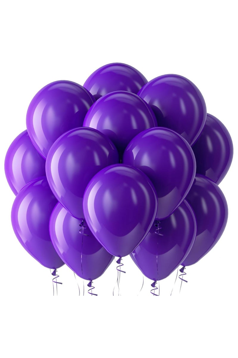 100 Pack 12 inch Round Helium Purple Balloons for Wedding Graduation Birthday Party Decorations - Image 1