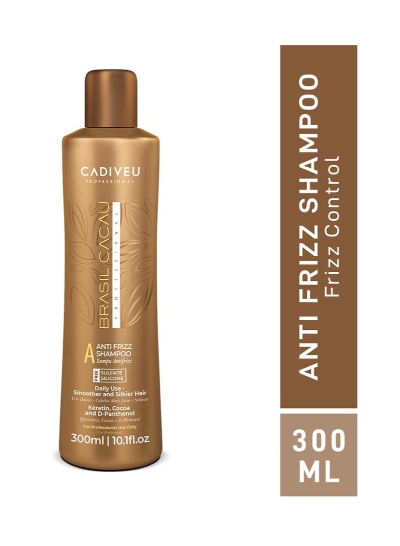 Brasil Cacau Anti-Frizz Sulfate-Free Shampoo - 300ml for Hydrated, Smooth Hair - Image 2