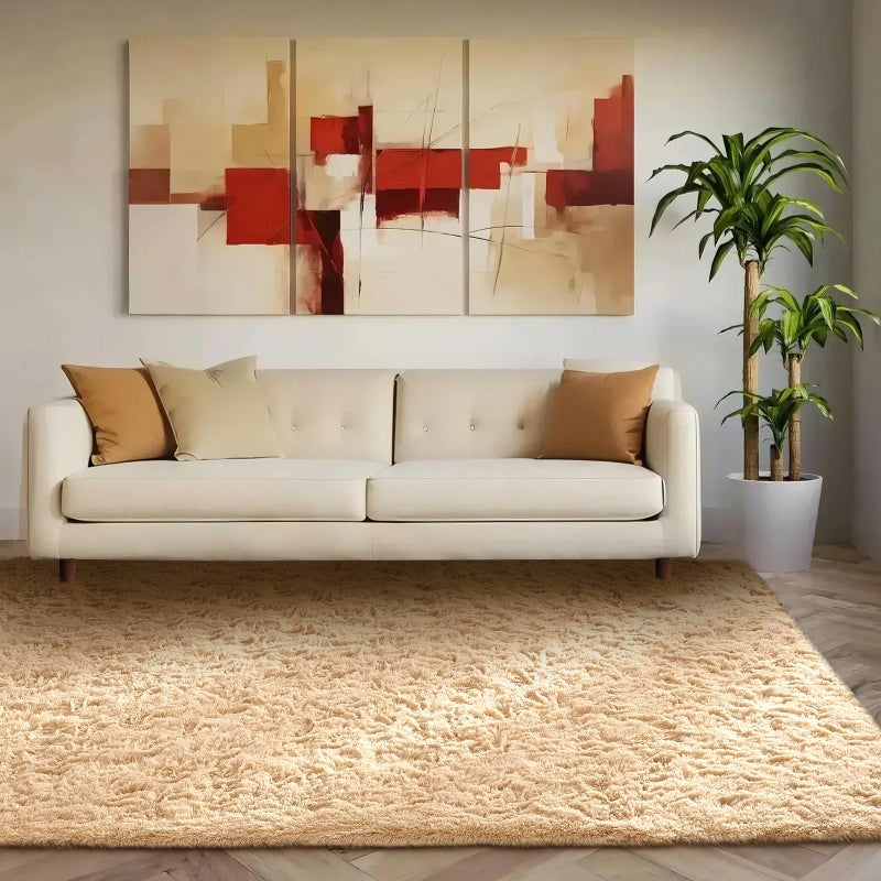 Ophanie Beige Rugs for Living Room Bedroom, 5x8 Fluffy Fuzzy Furry Carpet, Plush Soft Shaggy Bedside Indoor Floor Area Rug for Kids Girls Boys Baby Teen Dorm Nursery Home Decor Aesthetic - Image 5