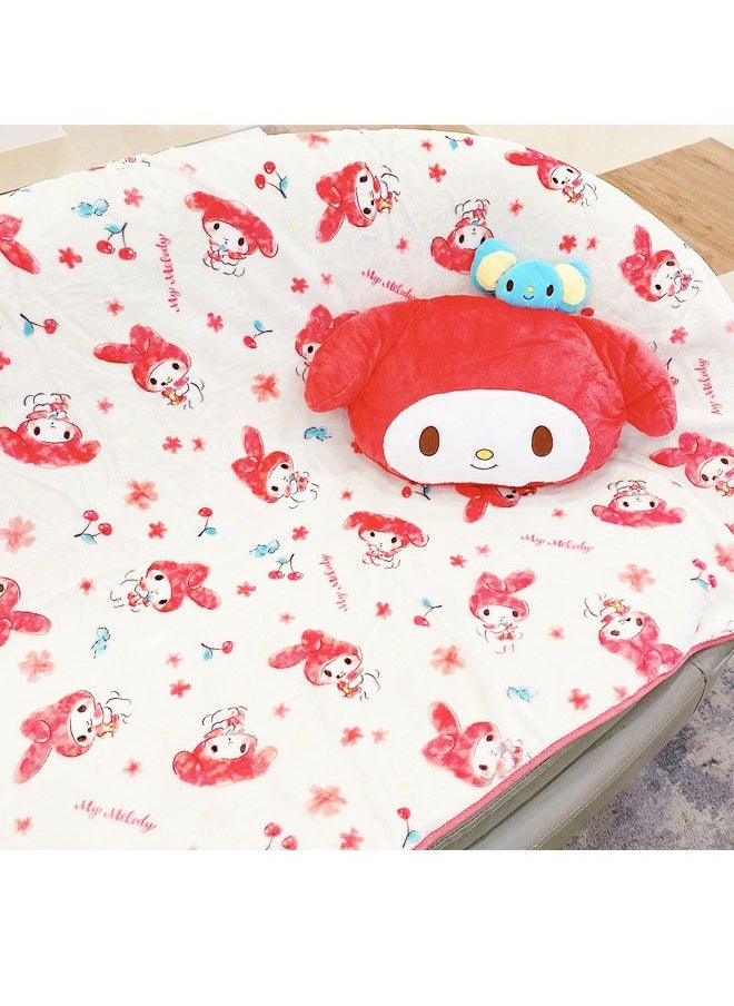 Sanrio - Cartoon Sanrio Melody 2-in-1 pillow flannel blanket set, suitable for plane and train travel, camping or office nap blanket (blanket size 150cmx100cm) - Image 1
