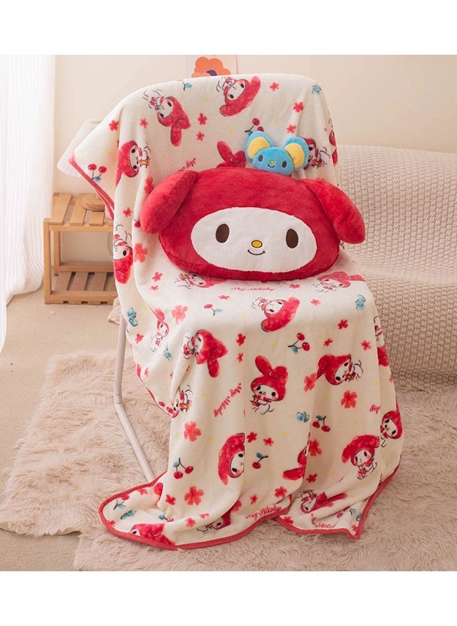 Sanrio - Cartoon Sanrio Melody 2-in-1 pillow flannel blanket set, suitable for plane and train travel, camping or office nap blanket (blanket size 150cmx100cm) - Image 1