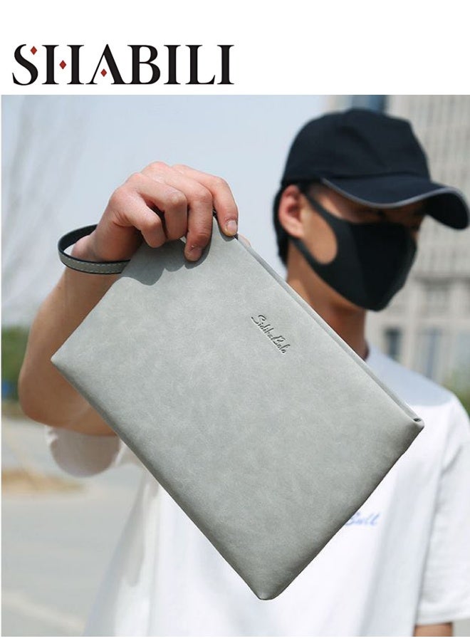 SHABILI Men's Business Casual Clutch Bag, Large-capacity Wallet Card Holder Coin Purse Passport Bag Phone Bag, Portable Gentleman Style Tote Bag Briefcase President Bag Gents Bag  - Image 1