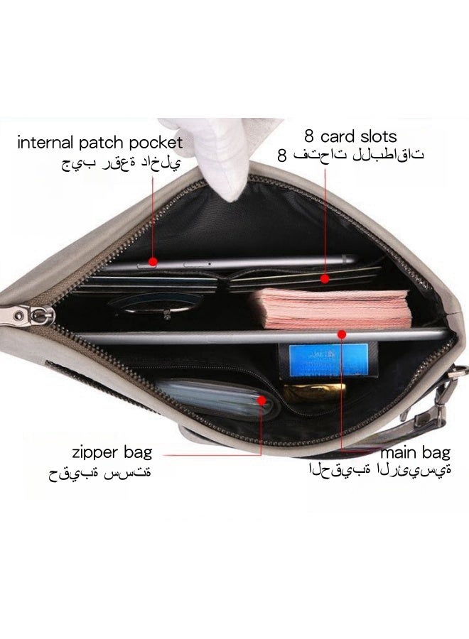 SHABILI Men's Business Casual Clutch Bag, Large-capacity Wallet Card Holder Coin Purse Passport Bag Phone Bag, Portable Gentleman Style Tote Bag Briefcase President Bag Gents Bag  - Image 5