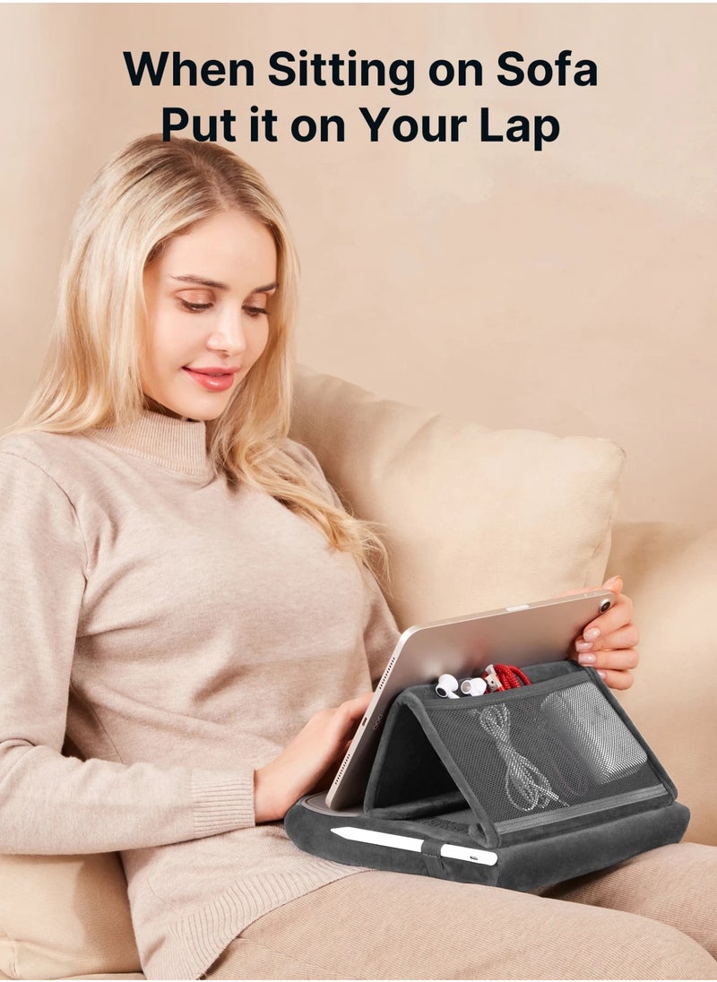 JSAUX - JSAUX Tablet Pillow Stand, Holder Dock for Lap, Bed and Desk Compatible with iPad Pro, Air Mini, Kindle, Tablets, Phones, E-Reader, Books Devices Grey - Image 1
