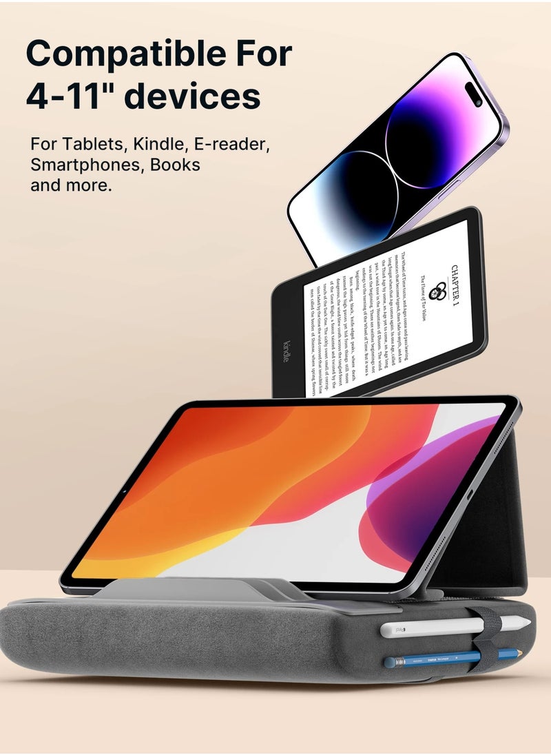 JSAUX - JSAUX Tablet Pillow Stand, Holder Dock for Lap, Bed and Desk Compatible with iPad Pro, Air Mini, Kindle, Tablets, Phones, E-Reader, Books Devices Grey - Image 1