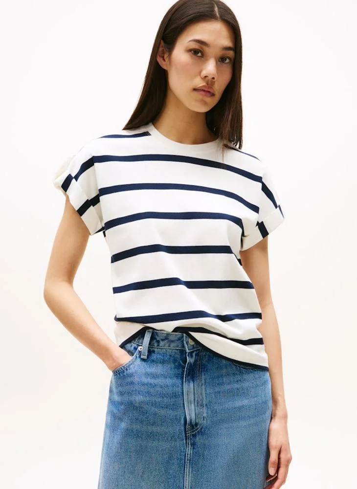 تومي هيلفيغر GOLD BUTTON MDRN crew neck Short Sleeve T-shirt