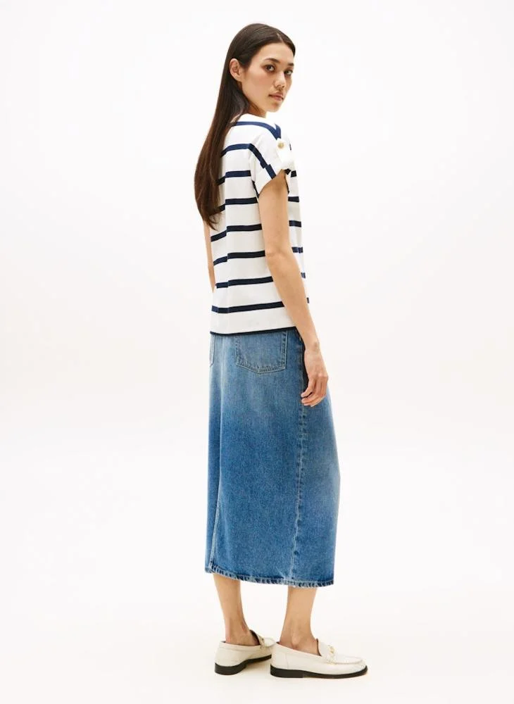 تومي هيلفيغر GOLD BUTTON MDRN crew neck Short Sleeve T-shirt