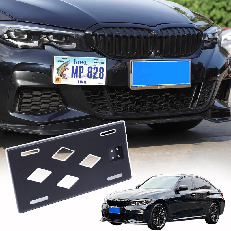 Sekhyna Front Bumper Tow Hook License Plate Frame Bracket Compatible with BMW 3 Series G20 20202026No Drill Tow Bumper Tow Hole Hook License Plate Mount Adapter Relocation Kit Accessories Only for G20 - Image 2
