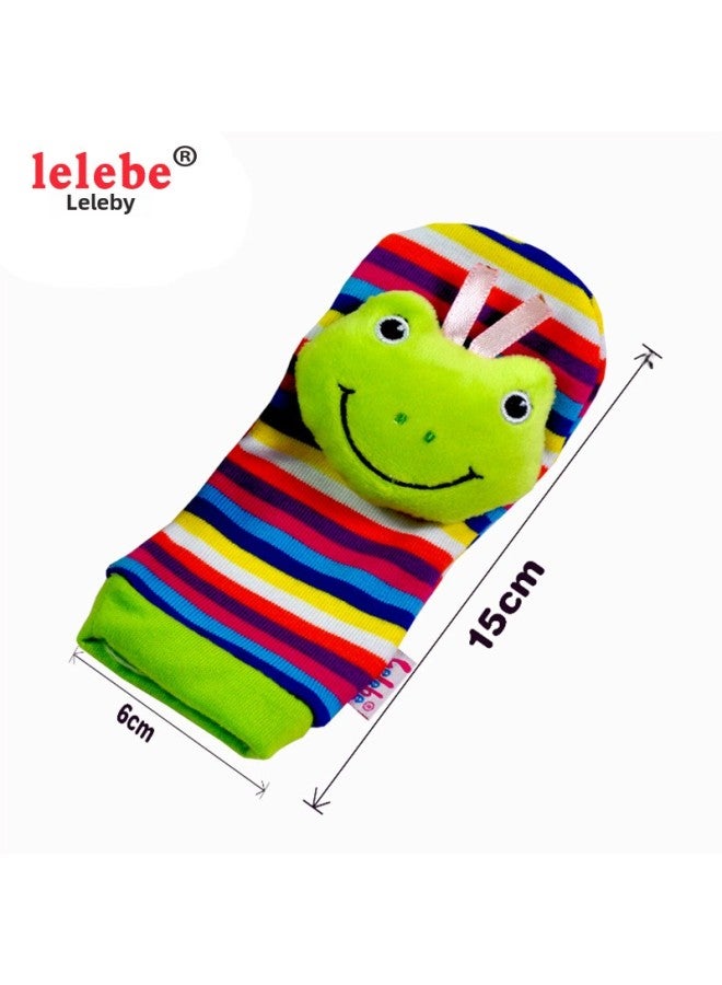 GELESE Lelebe Direct Supply Baby Watch Band Rattle Socks Wrist Band Newborn Children Baby Toys 0-1 Years Old-Color:No Card-Frog - Image 4