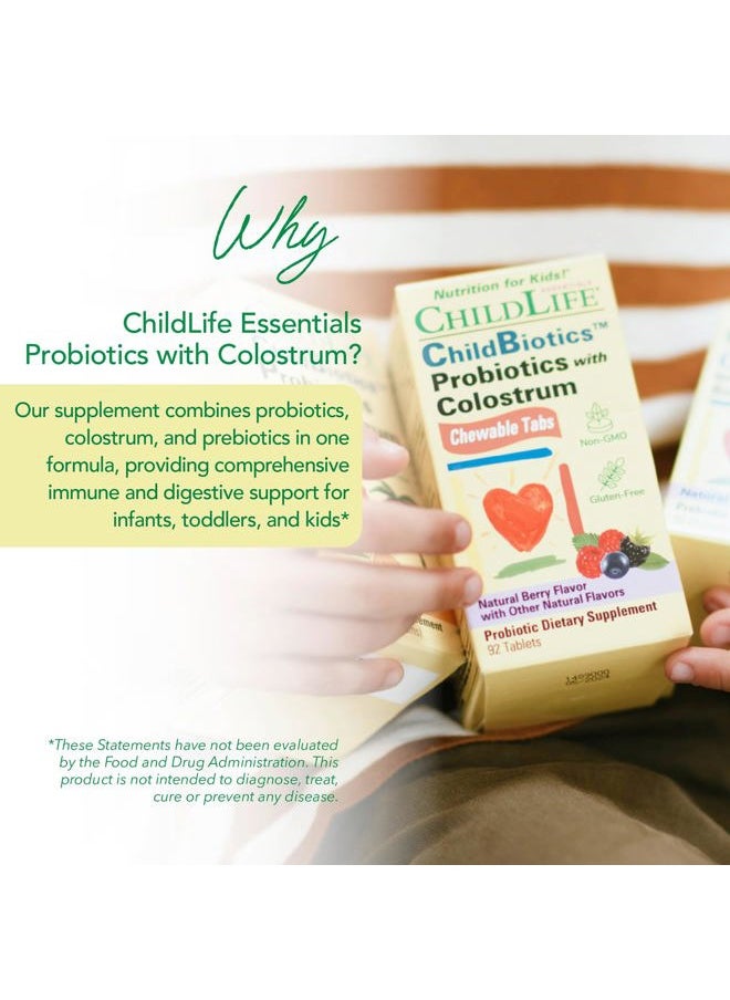 CHILDLIFE ESSENTIALS ChildBiotics with Colostrum- Probiotics for Kids, Probiotics for Digestive Health, Chewables, Children's Probiotic, Colostrum for Kids, Gluten Free - Natural Berry, 92 Tablets  - Image 3