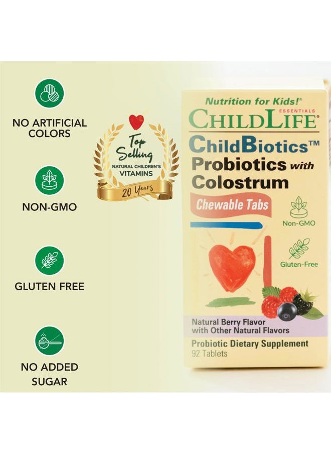 CHILDLIFE ESSENTIALS ChildBiotics with Colostrum- Probiotics for Kids, Probiotics for Digestive Health, Chewables, Children's Probiotic, Colostrum for Kids, Gluten Free - Natural Berry, 92 Tablets  - Image 4
