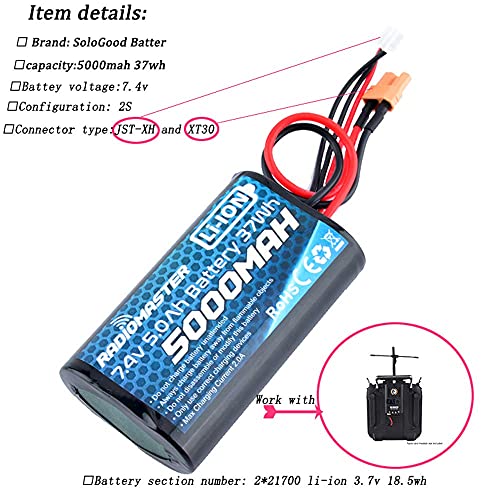 RADIOMASTER TX16S Battey 5000mAh 2S 7.4V XT30 JST-XH Plug TX16s Transmitter 1Pack - Image 5