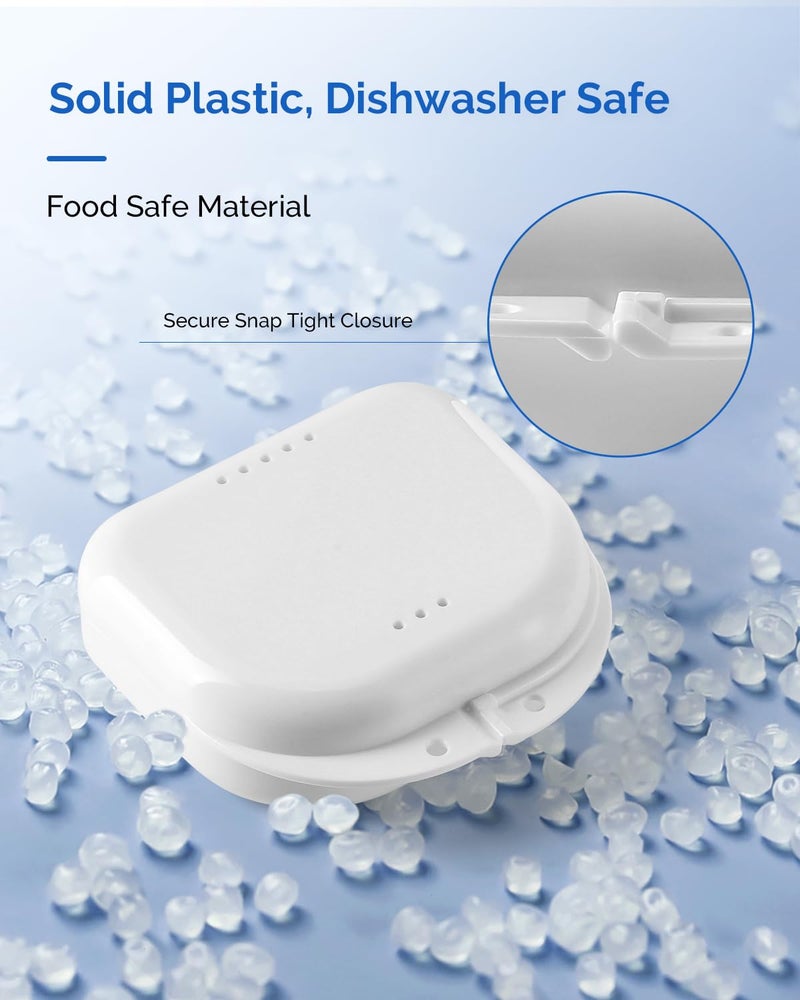 JMU Retainer Case with Vent Holes, Mouth Guard Case with Tight Snap Closure (White) - Image 3