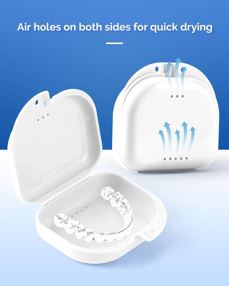 JMU Retainer Case with Vent Holes, Mouth Guard Case with Tight Snap Closure (White) - Image 2