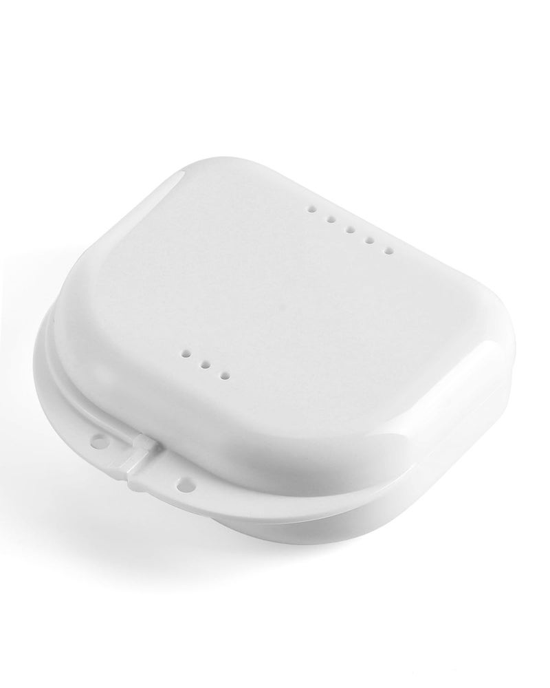 JMU Retainer Case with Vent Holes, Mouth Guard Case with Tight Snap Closure (White) - Image 1