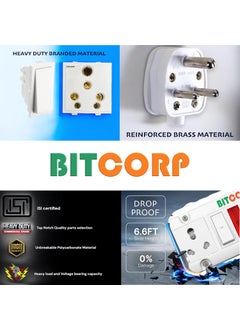 BITCORP Bitcorp Multi Socket Extension Board 3 Way Plug and 1 Switch 6A 1500W 2 Meter Long Length Cable Cord Compatible with Fridge Charging Pc Tv Charger Laptop Computer Small Appliances White  - Image 5