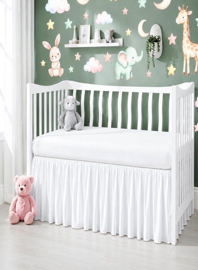 MD Home Decore Crib Bed Skirt Dust Ruffle with Split Corners Cotton, 14" Drop, White - Image 1