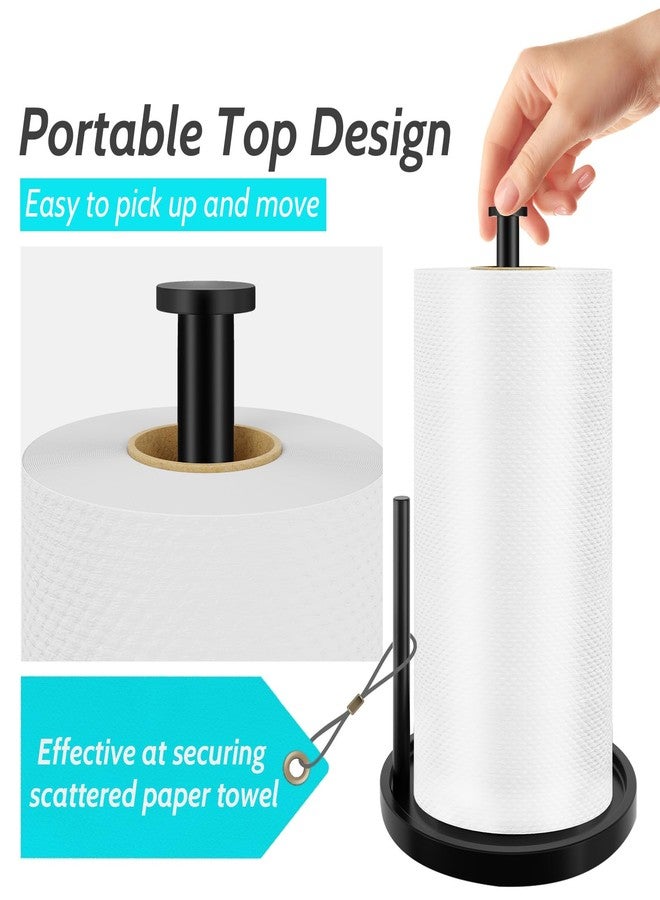 STWWO Paper Towel Holder Countertop, Standing Paper Roll Holder with Anti Slip Weighted Base, Stainless Steel Freestanding Paper Towel Holder for Kitchen, Black - Image 4