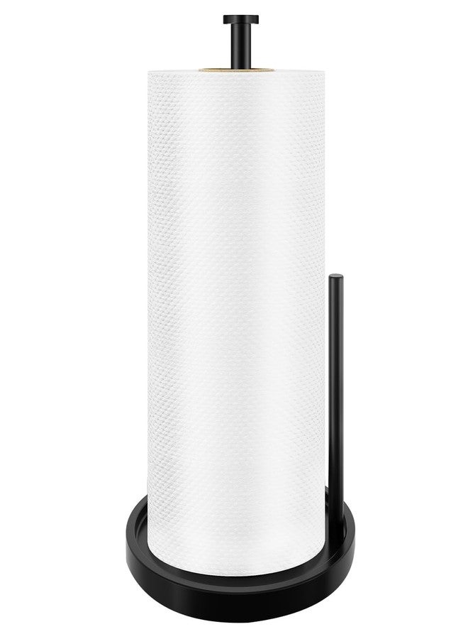 STWWO Paper Towel Holder Countertop, Standing Paper Roll Holder with Anti Slip Weighted Base, Stainless Steel Freestanding Paper Towel Holder for Kitchen, Black - Image 1
