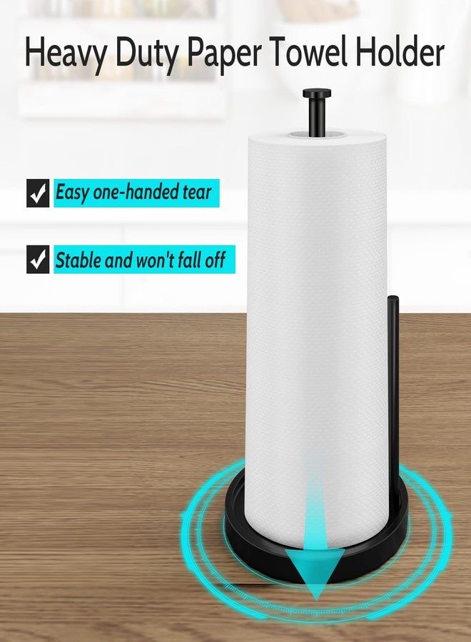 STWWO Paper Towel Holder Countertop, Standing Paper Roll Holder with Anti Slip Weighted Base, Stainless Steel Freestanding Paper Towel Holder for Kitchen, Black - Image 5