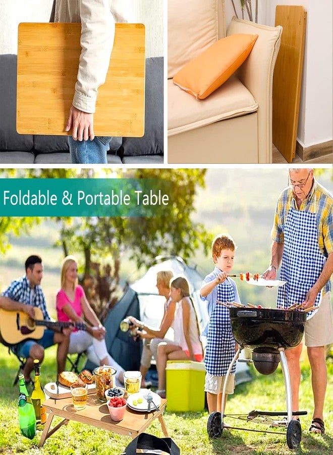 COIWAI Lap Desk for Bed, Bamboo Laptop Low Table with Foldable Adjustable Height, Bed Table Floor Tray,Portable Picnic Desk,Serving Breakfast Tea Coffee, Notebook Stand for Bed Couch Floor - Image 4
