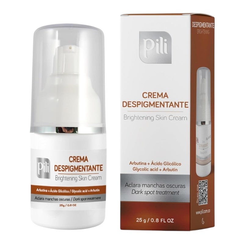 Pili Brightening skin cream with Arbutin & Glycolic Acid | Restores Skin Tone | Brightens Complexion, Dark Spot cream for Face and Body use, Underarms, Neck, Knees, Elbows. (0.8 oz – 25 g)