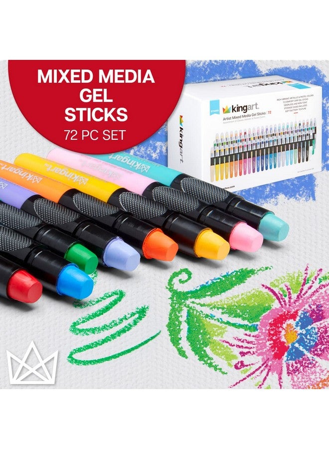 KINGART 58072 Gel Stick Set Artist Pigment Crayons 72 Unique Colors Water Soluble Creamy And Odorless Use On Paper Wood Canvas And More - Image 2