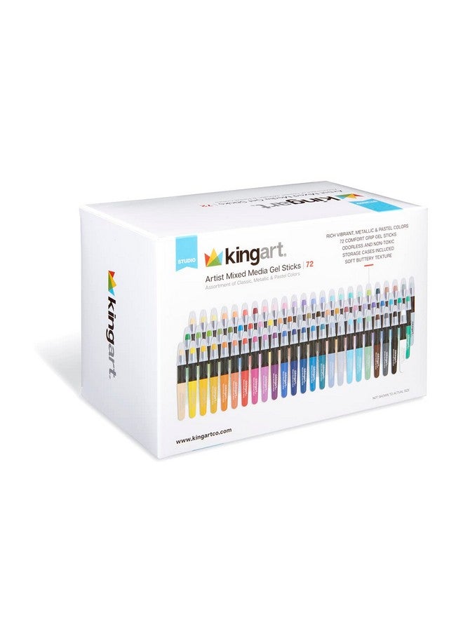 KINGART 58072 Gel Stick Set Artist Pigment Crayons 72 Unique Colors Water Soluble Creamy And Odorless Use On Paper Wood Canvas And More - Image 1