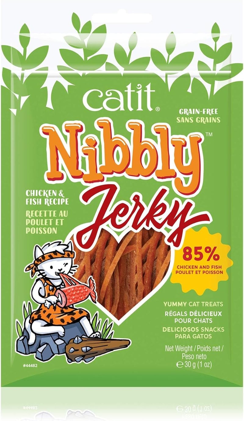 Catit Nibbly Jerky Chicken and Fish Chew Strips for Cats - 30g - Image 2