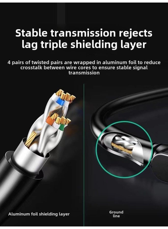 Class 7 10 Gigabit Finished Network Cable Cat7 Double Shielded Oxygen-free Copper Data Center Project Dedicated Test Network Cable Jumper-Color:Black-Line Length:10 M  - Image 5