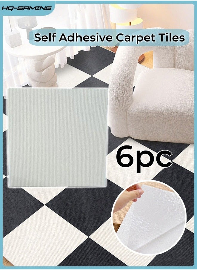 HQ-GAMING - Self Adhesive Carpet Tiles Anti-Slip Reusable Carpet Squares Peel and Stick Carpet Squares with Padding Attached Floor Tile Easy Install DIY for Bedroom Living Room (White 6pcs) - Image 1