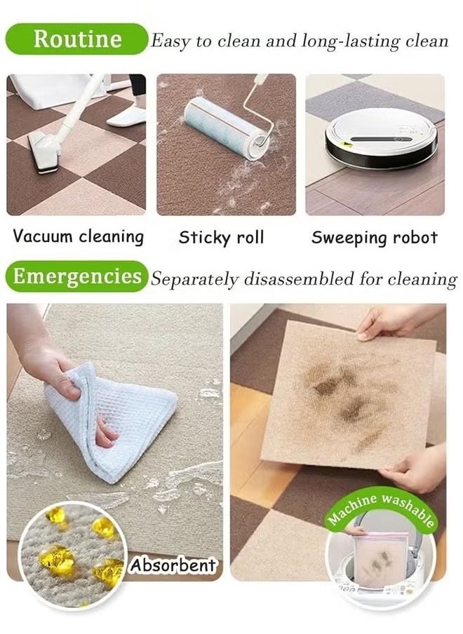 HQ-GAMING - Self Adhesive Carpet Tiles Anti-Slip Reusable Carpet Squares Peel and Stick Carpet Squares with Padding Attached Floor Tile Easy Install DIY for Bedroom Living Room (White 6pcs) - Image 1