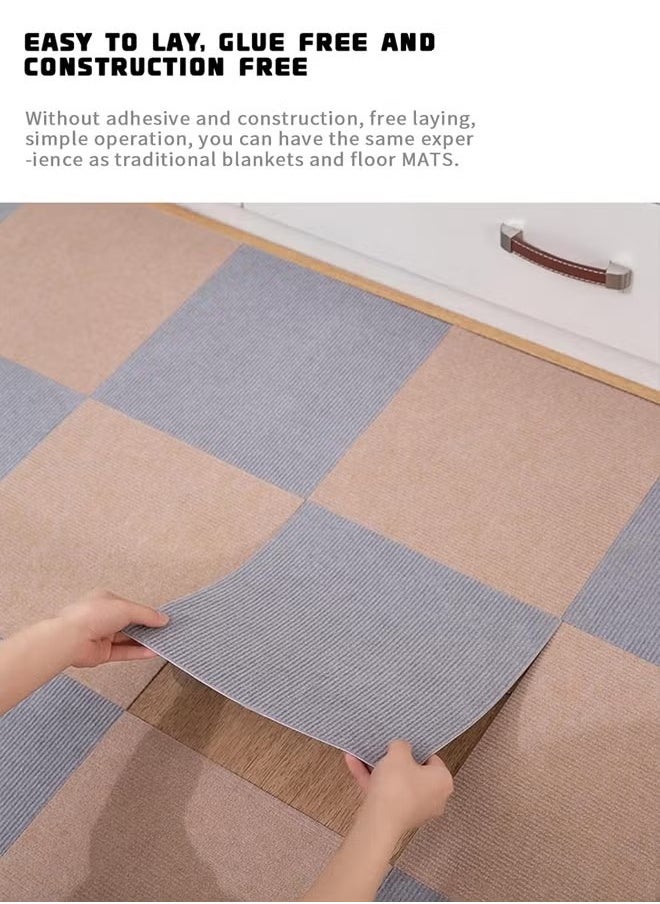 HQ-GAMING - Self Adhesive Carpet Tiles Anti-Slip Reusable Carpet Squares Peel and Stick Carpet Squares with Padding Attached Floor Tile Easy Install DIY for Bedroom Living Room (White 6pcs) - Image 1