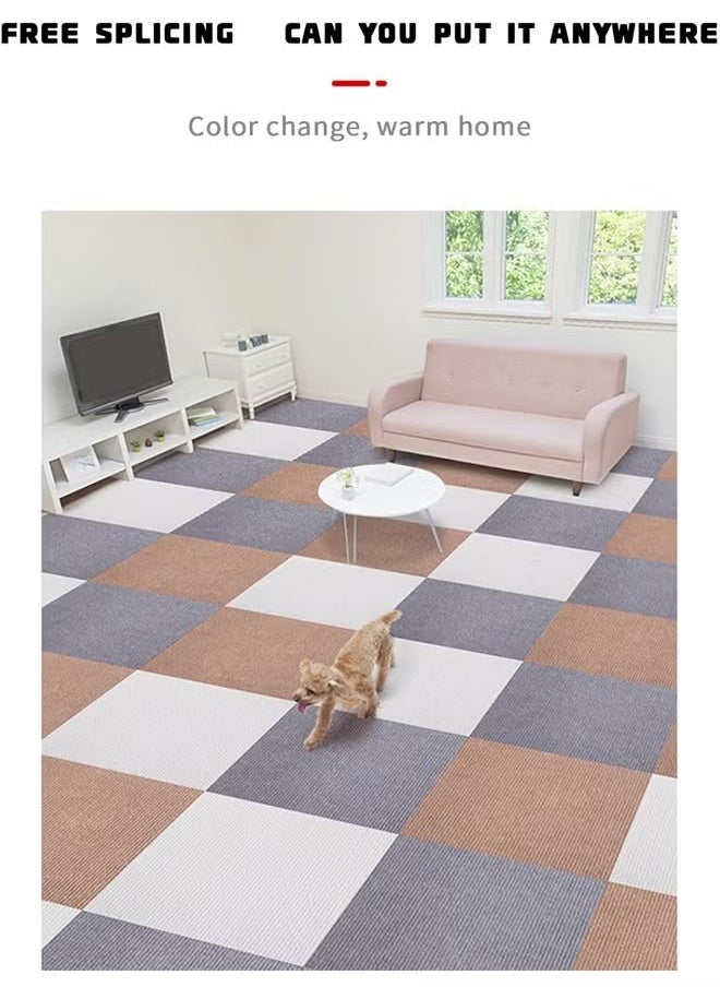 HQ-GAMING - Self Adhesive Carpet Tiles Anti-Slip Reusable Carpet Squares Peel and Stick Carpet Squares with Padding Attached Floor Tile Easy Install DIY for Bedroom Living Room (White 6pcs) - Image 1