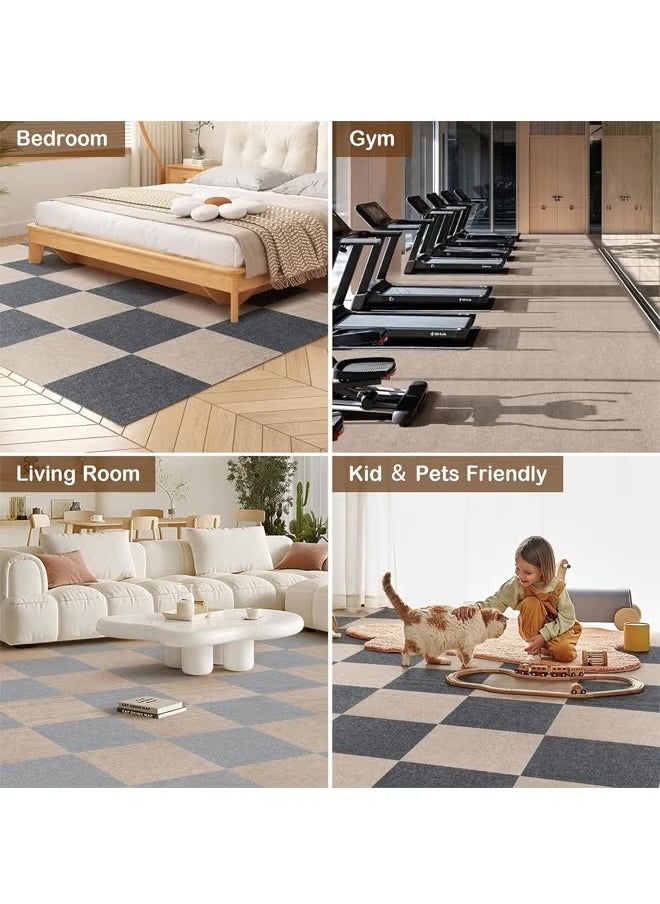 HQ-GAMING - Self Adhesive Carpet Tiles Anti-Slip Reusable Carpet Squares Peel and Stick Carpet Squares with Padding Attached Floor Tile Easy Install DIY for Bedroom Living Room (White 6pcs) - Image 1