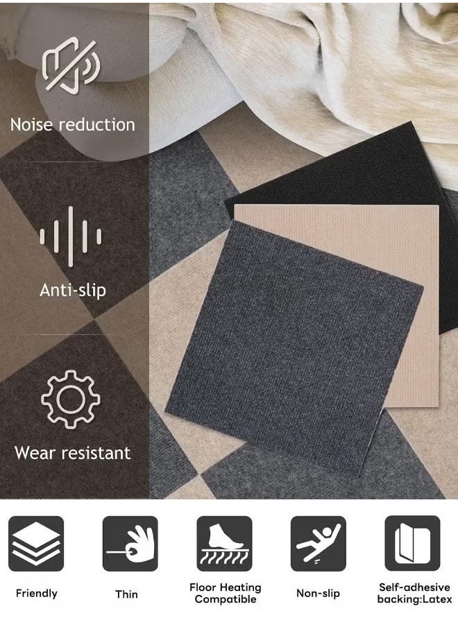 HQ-GAMING - Self Adhesive Carpet Tiles Anti-Slip Reusable Carpet Squares Peel and Stick Carpet Squares with Padding Attached Floor Tile Easy Install DIY for Bedroom Living Room (White 6pcs) - Image 1
